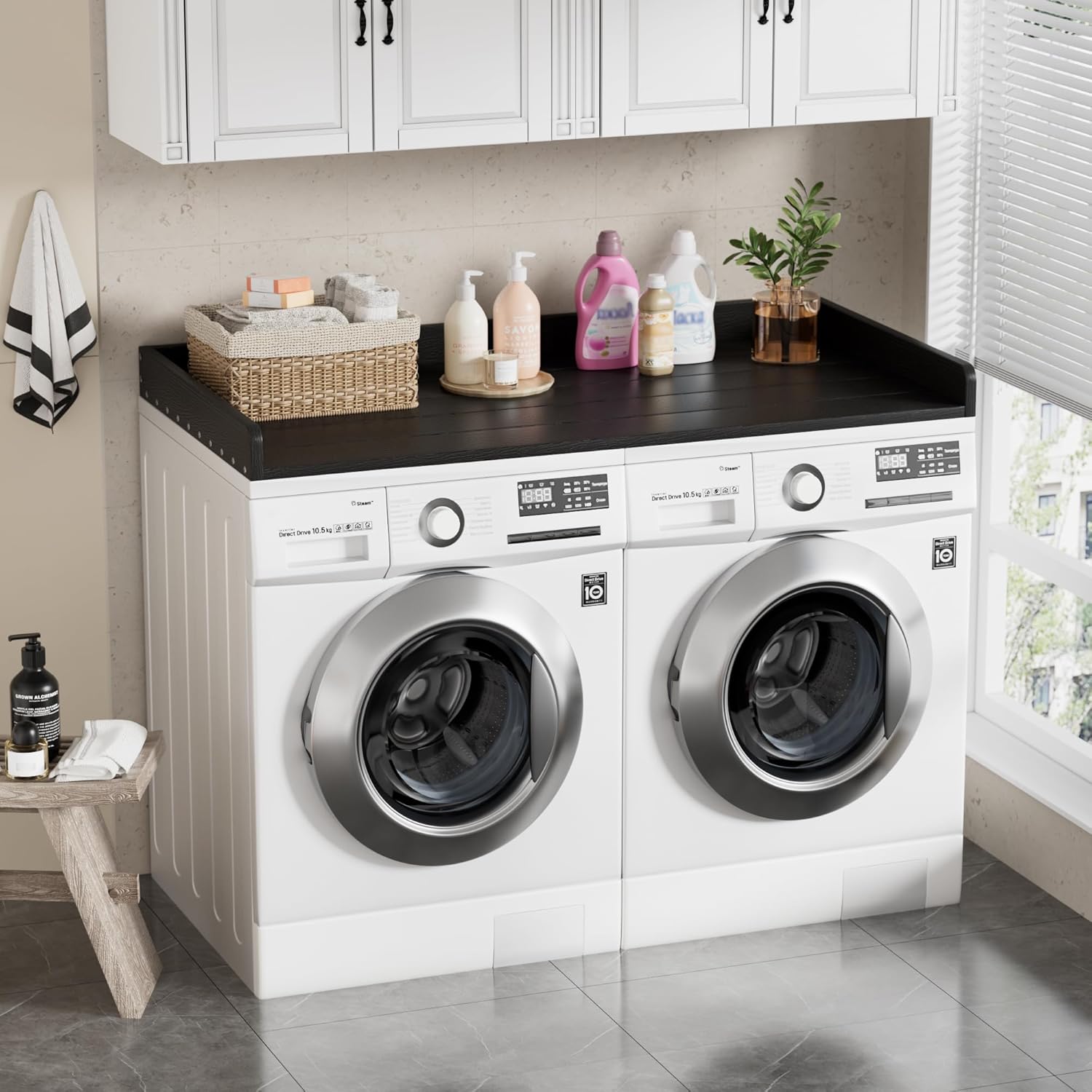 HDPE Washer Dryer Countertop,Wood-Plastic Composite Washer and Dryer Topper Covers for Laundry Room Storage and Organization,54