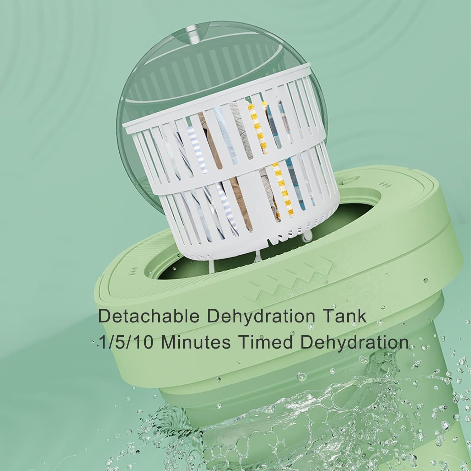 Portable Washing Machine, Foldable, for Washing Baby Clothes, Underwear Or Small Items, Suitable for Apartment, Laundry, Camping, Rv, Travel (Color : Green)