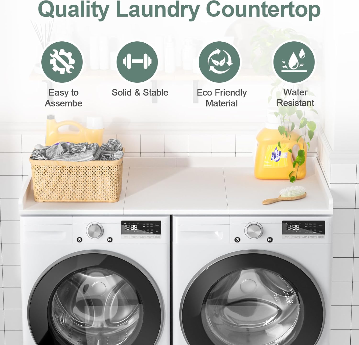 Ulif Washer Dryer Countertop, Washer and Dryer Countertop Table with Non-Slip Pads for Laundry Organization, 27.5