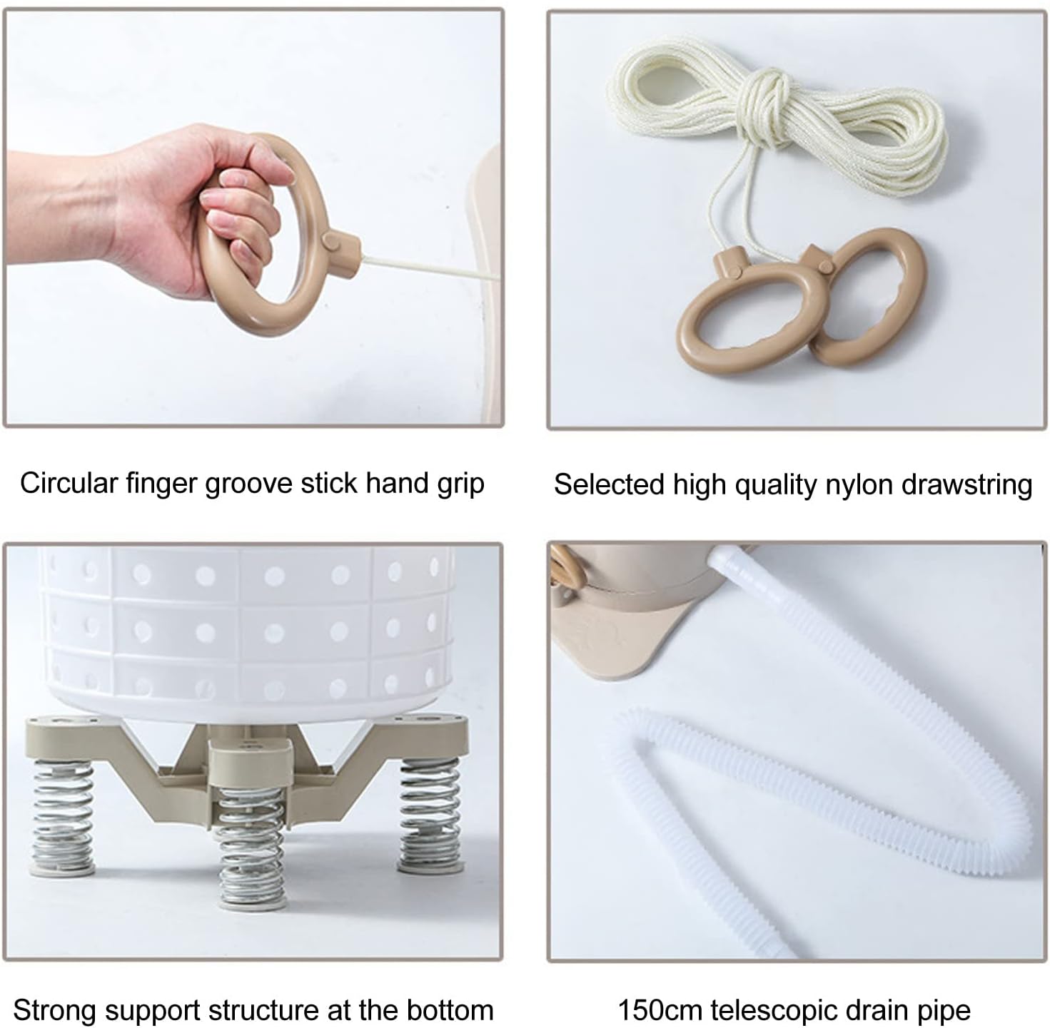 GLOGLOW Laundry Washer Manual Dewatering Machine, Hand Pull Clothes Dehydrator, 2500RPM, ABS Material, for Dormitory and Small Loads, 4000g Home Appliances (Apricot)