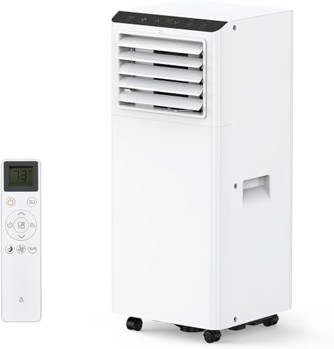 8000 BTUs Portable Air Conditioner, Cooling, Dehumidifying 45 Pints/day, Fan 3-in-1 Mode, with Remote Control & Retractable Window Kit, LED Display, 24H Timer, Cools up to 350 Sq. Ft. for Tool Room