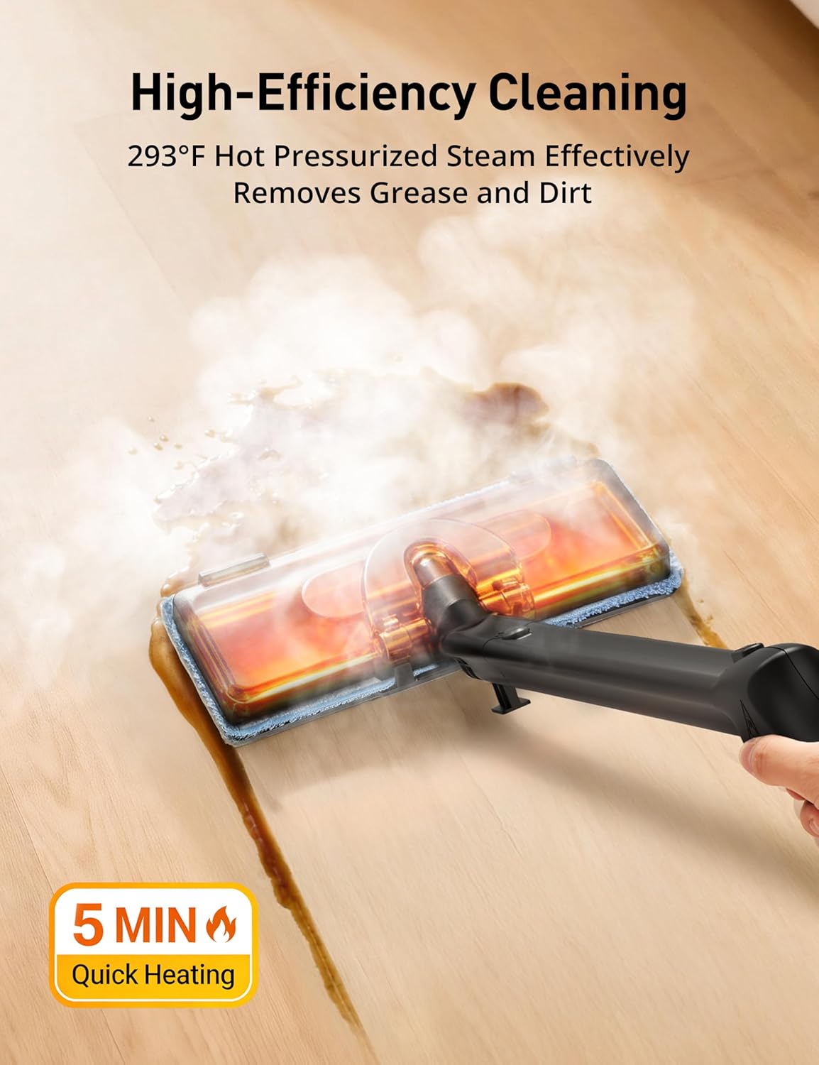 Steam Cleaner, 293°F 58 PSI Powerful Multipurpose Handheld Steam Mop for Home Use, 21 Attachments, 50Oz Capacity, Heavy Duty Steamer for Carpets, Floors, Cars, Tiles, Crack Cleaning, Titanium Silver