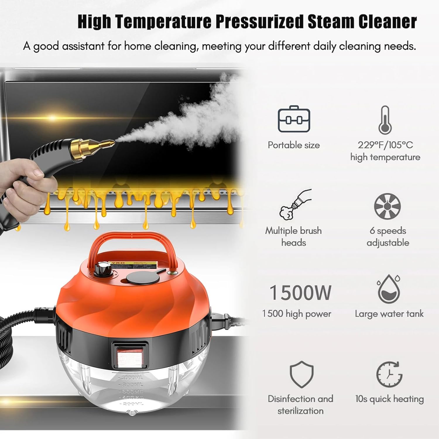 Household High Steam Cleaner Appliance, Temperature Kitchen Hood Car Cleaning Machine 110V/220V Cleaning Tools,B