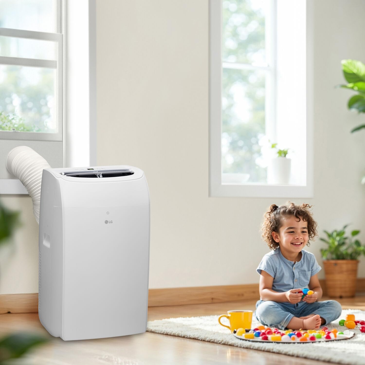 LG 8,350 BTU (DOE) / 12,000 BTU (ASHRAE) Smart Portable Air Conditioner, Cools 350 Sq.Ft. (14' x 25' room size),Smartphone & Voice Control works with LG ThinQ, Amazon Alexa and Hey Google, 115V