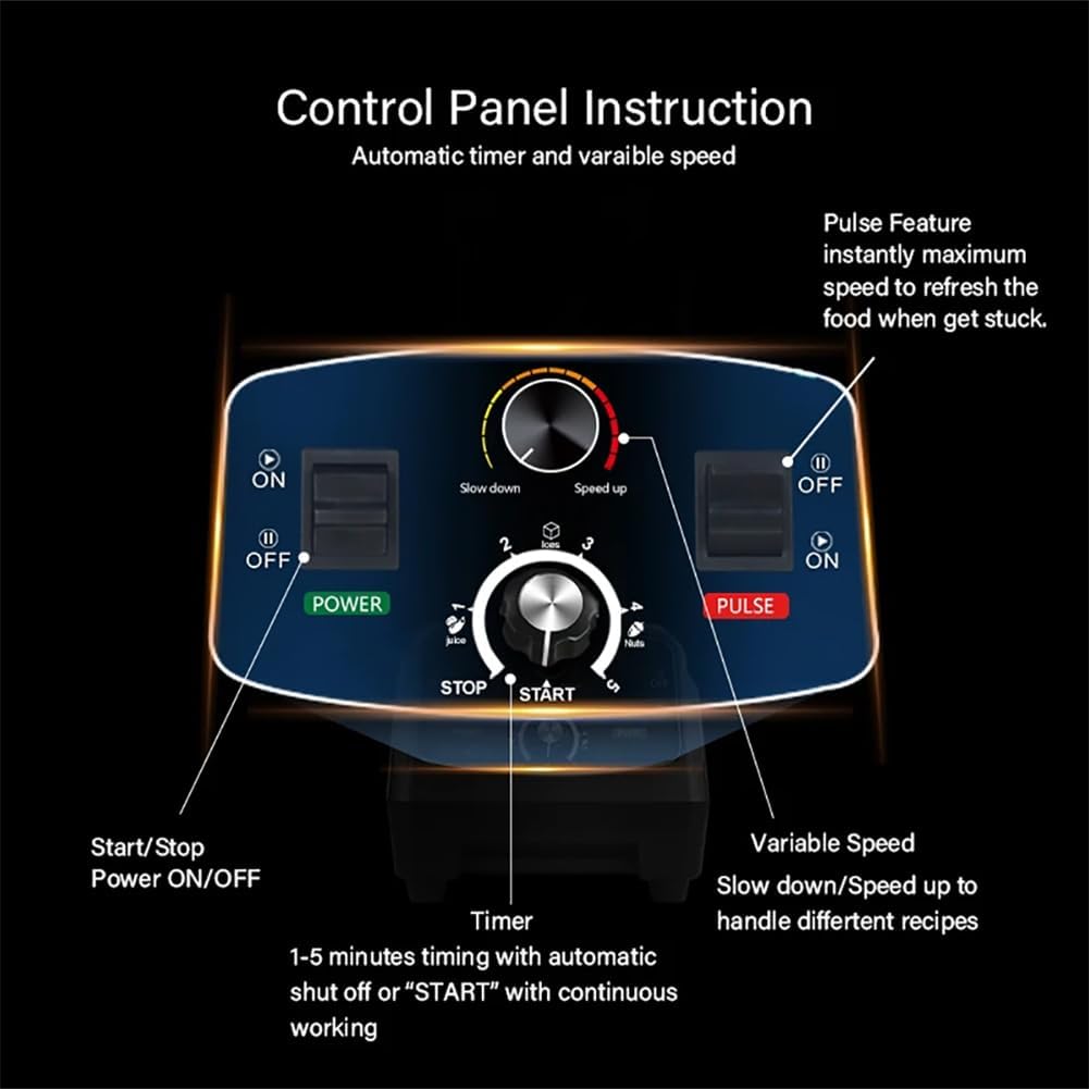 Professional Countertop Blender, 2200W High Speed Smoothie Blender, Home and Commercial Blender with Timer, 68 Oz Large Capacity, for Shakes, Smoothies, Ice Crushing, Fruits, Fresh Juice, Soup