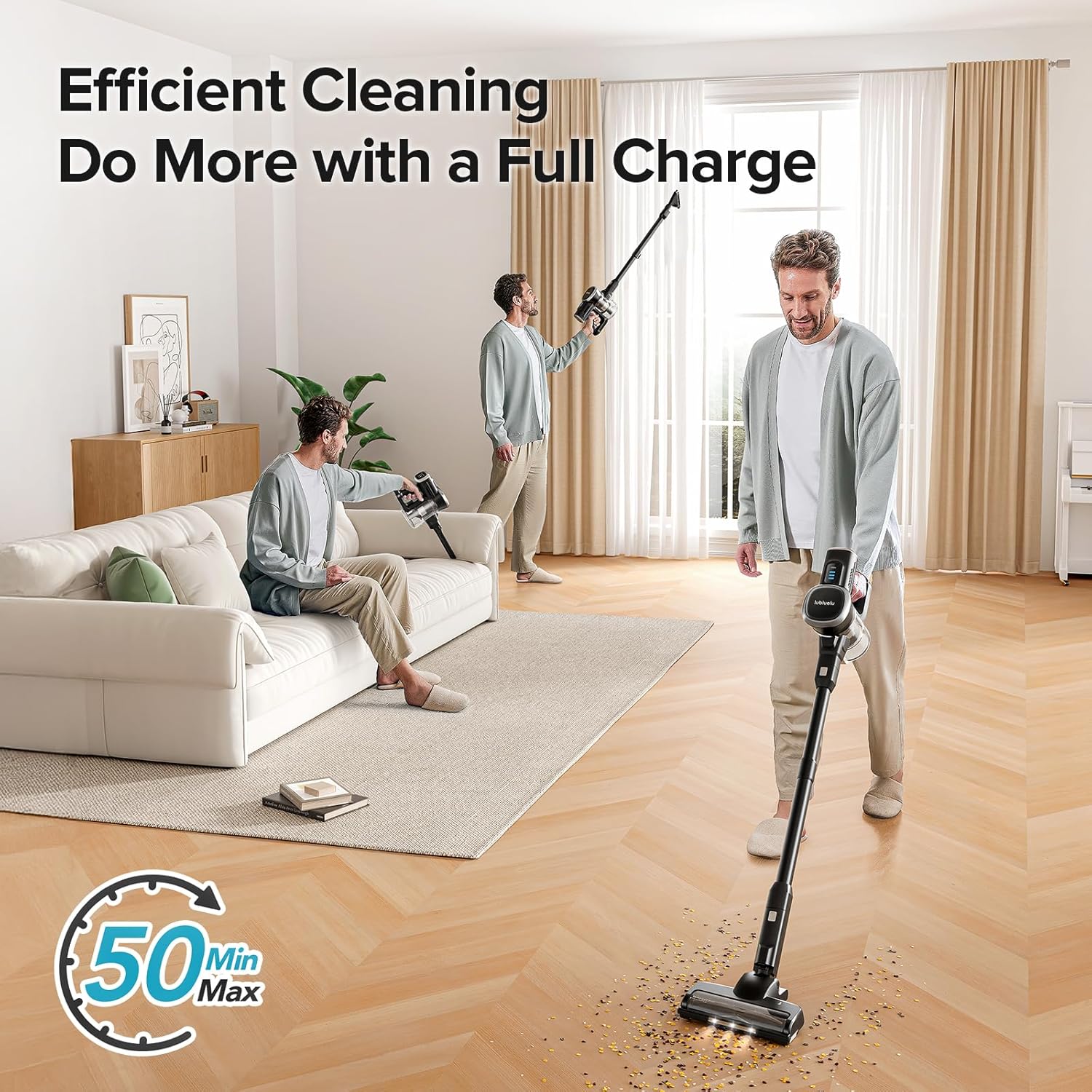 Lubluelu Cordless Vacuum Cleaner Set Bundled with an Extra Hepa Filter (Black)