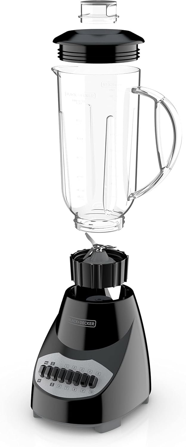 BLACK+DECKER Crush Master Blender, 10-Speeds with Stainless Steel Blades, Black, BL2010BP and BLACK+DECKER 2-Slice Extra Wide Slot Toaster, One Size