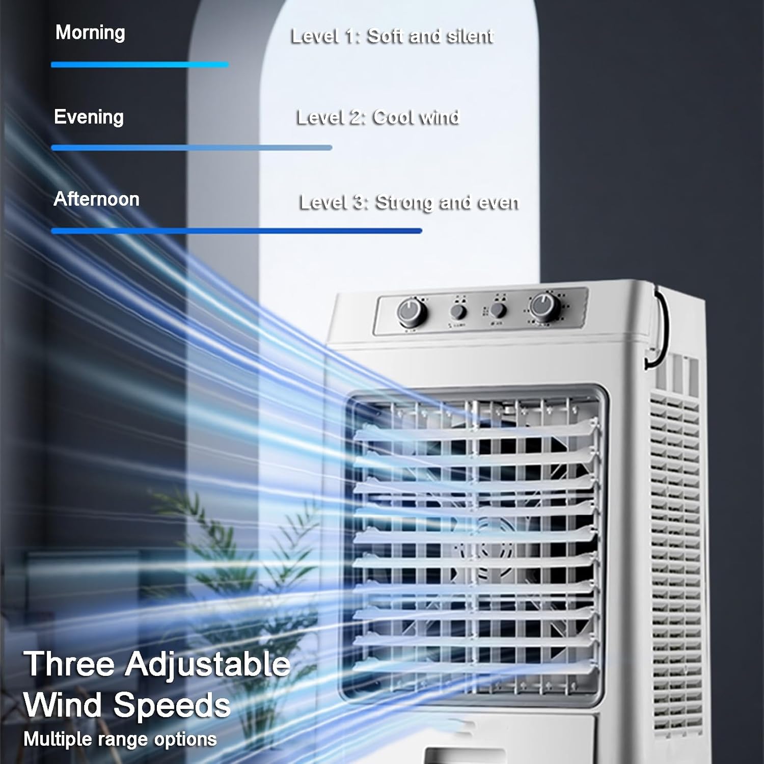 Portable Air Conditioners, Cooler for Room, 3 Wind Speeds, Wide-angle Air Supply, with Detachable Water Tank and Ice Pack, for Home, Office(Black)