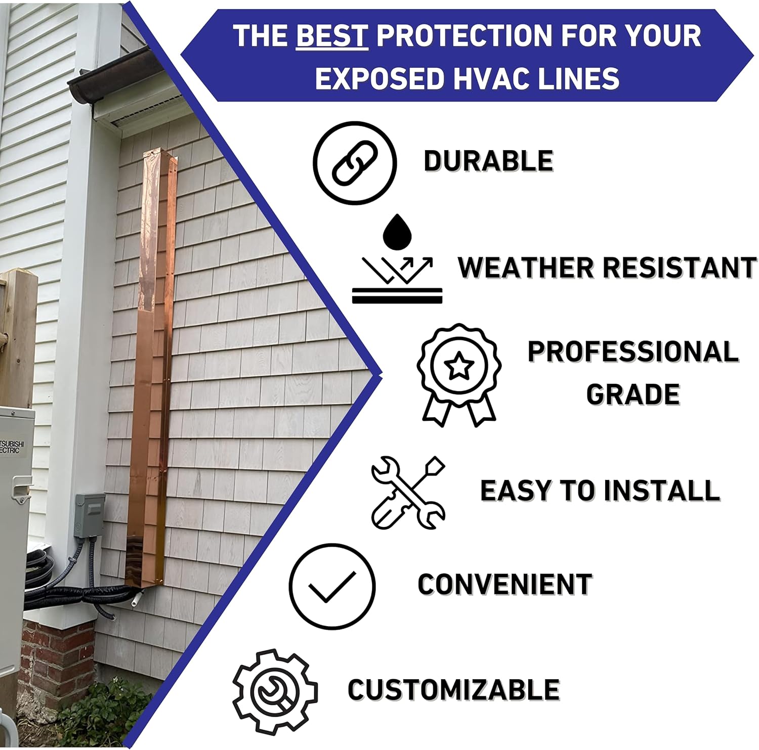 EAGLE 1 Metal Line Set Cover Kit for Mini Split and Central Air Conditioner & Heat Pump (Multiple Sizes and Colors) (6x6, Green)