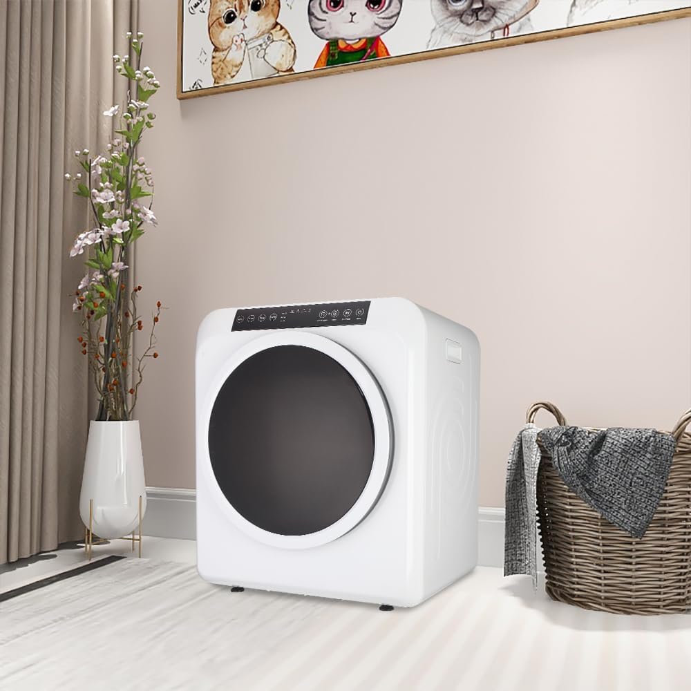 13.2lbs Dryers for Clothes,Compact Laundry Clothes Dryer Household Dryer with Upgraded LCD Screen and 6kg Drum Dryer 2 Pieces Of Filter Cotton for Apartments Home Dorm