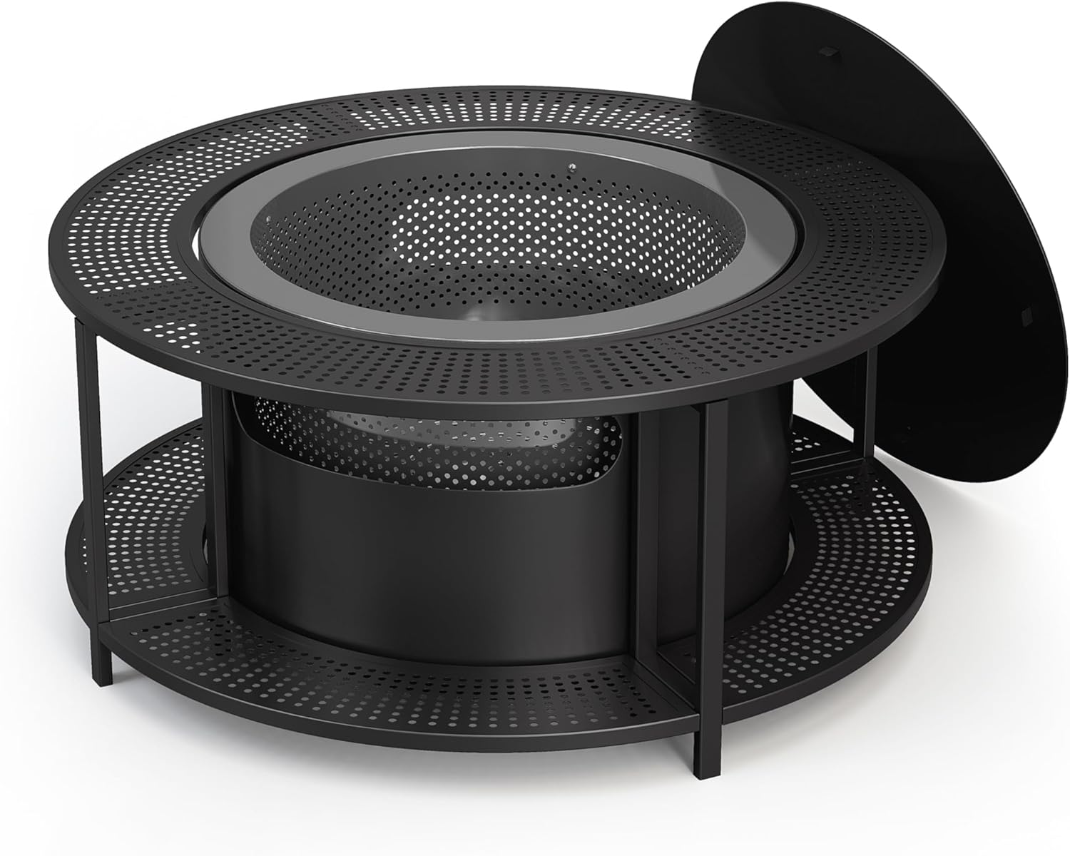 Kurapika 37 inch Smokeless Firepit with Removable Base for Ash, Wood Burning Fire Pits for Camping, Low Smoke for Outside, Easy for Cleaning, Ideal for 6 or More People