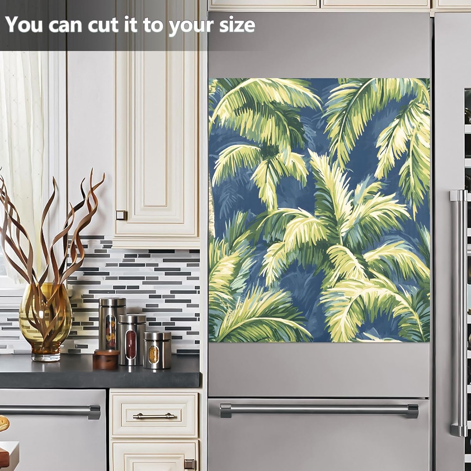 Dishwasher Magnet Cover Large Magnetic Stickers Green Palm Trees Pattern Front Dishwasher Cover Reusable Decal for Home Kitchen Anti-Scratch Refrigerator Decorative Lid Washing Machine Laundry 23