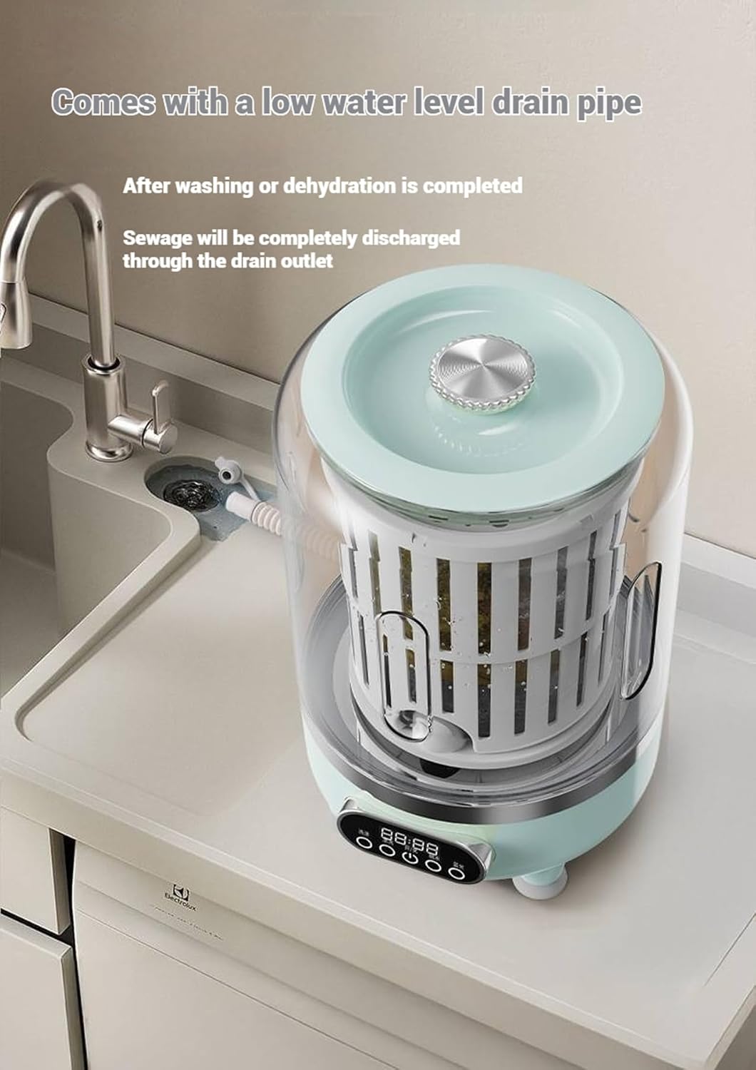 Portable Washer 3-in-1 Wash, Rinse, Washer Rotating Basket Ideals for Cleaning Underwear, Socks, And Lightweight Garments (green)