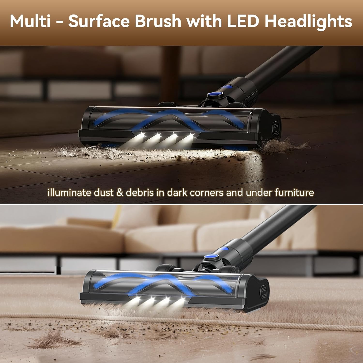 DREAME J30-W Cordless Vacuum Cleaner with LED Headlights, 450W Powerful Suction, 65-Min Runtime, Detachable Battery, One-Touch Emptying, Stick Vacuum Cleaner for Pet Hair, Carpet & Hard Floor
