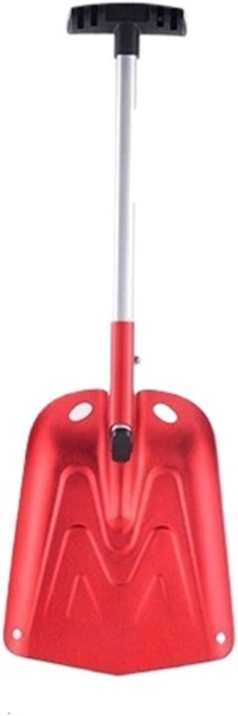 Outdoor Folding Telescopic Shovel, Aluminum Lightweight Portable Sport Utility Shovel, for Emergency Snow Removal Use(Red)