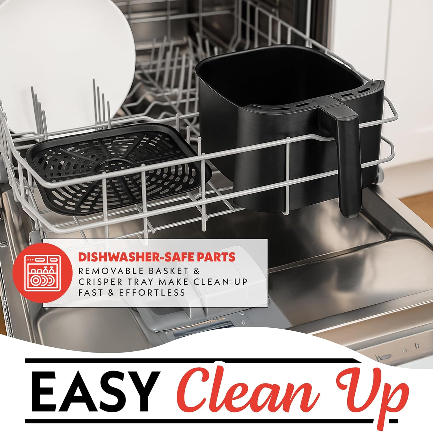 Gourmia Air Fryer - 7 Qt Large Capacity, FryForce 360º, Digital Display with 12 Presets, Roast, Bake, Broil, Dehydrate, Dishwasher Safe Accessories, Black