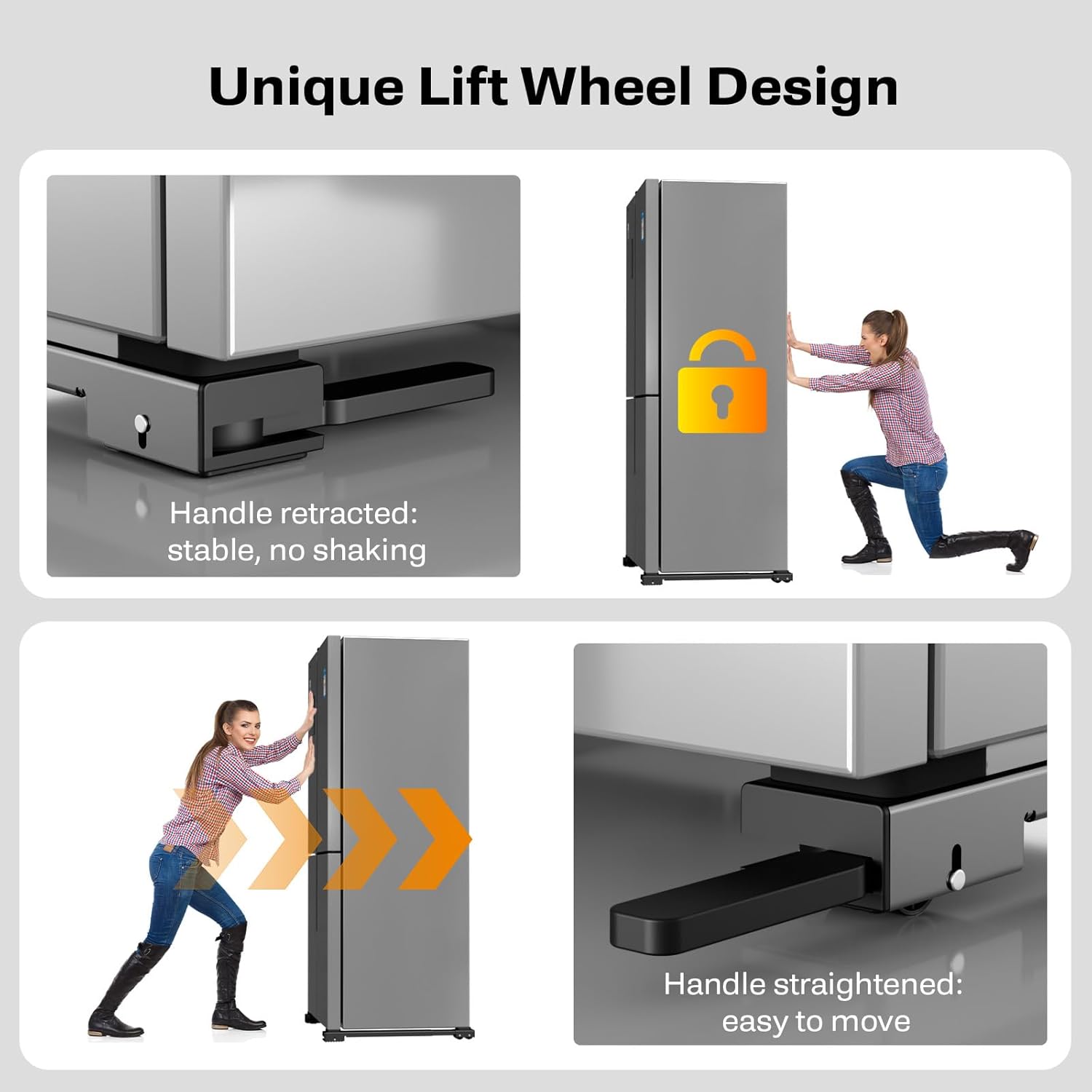 Appliance Rollers Heavy Duty,Newest Extendable Appliance Sliders,Liftable Washing Machine Base,Easily Move Washer and Dryer Machines,Refrigerators,Furniture-Grey