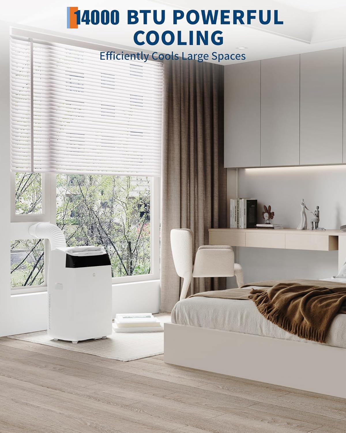 14,000 Btu Air Conditioners Cooling Up to 750 Sq.Ft, 3-In-1 Portable Air Conditioner with Cooling, Dehumidification & Fan Modes Remote Control, Timer, Ultra-Quiet Operation for Home, Office