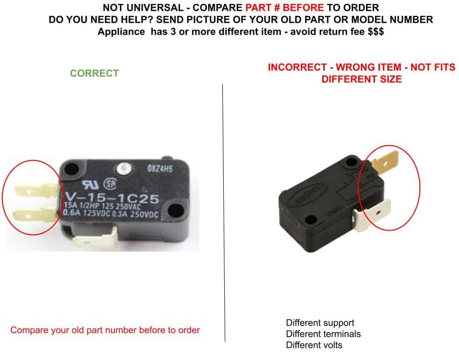 4392027 CKD392027X compatible with Whirlpool Amana Microwave Door Interlock Switch Kit (2-Pack) fits old number 4392027