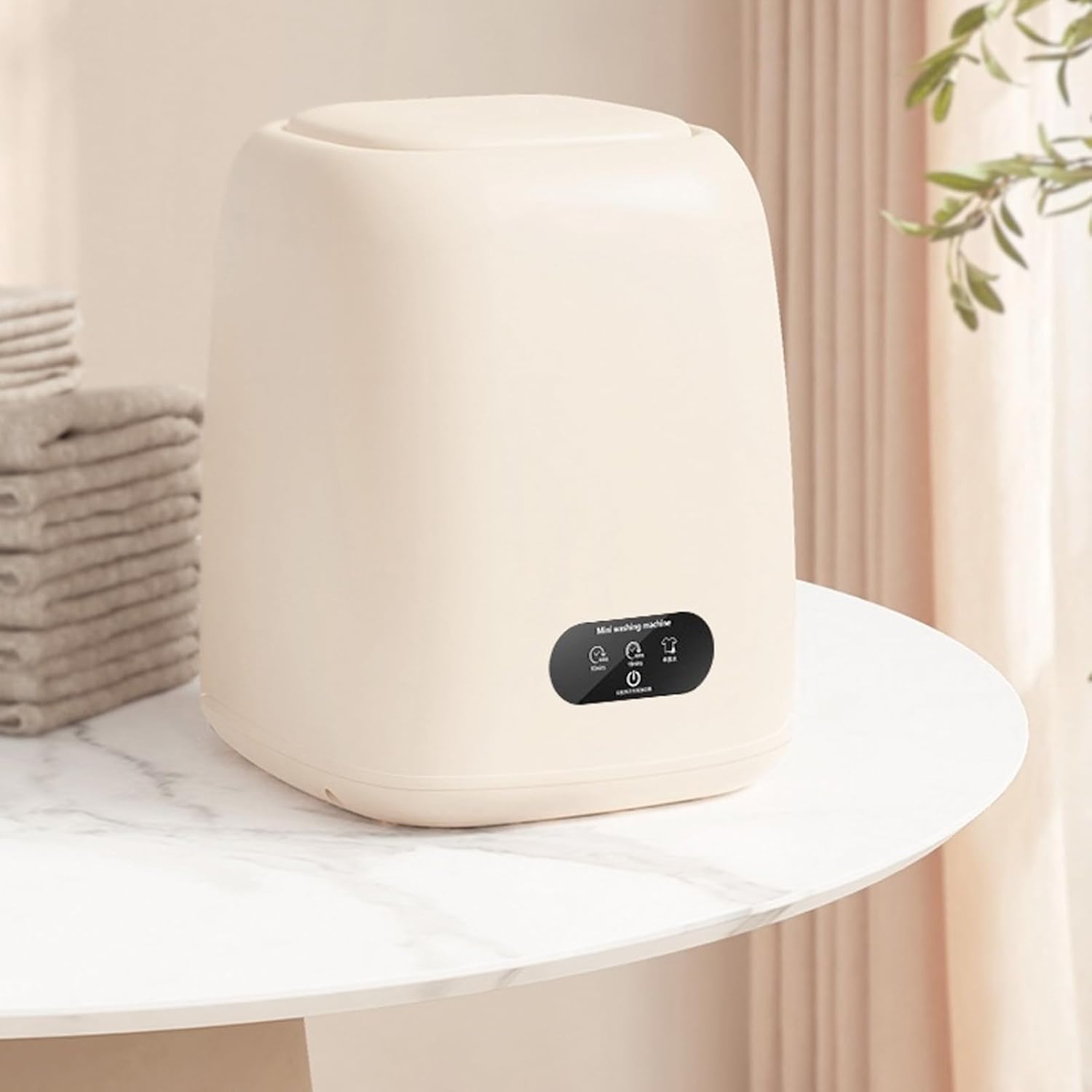 GLOGLOW Mini Washer, 9L Large Capacity Drum Mini Portable Washing Machine with Non Slip Feet Smart Quick Cleaning Washer for Washstand Bathroom Cabinet Floor (US Plug)