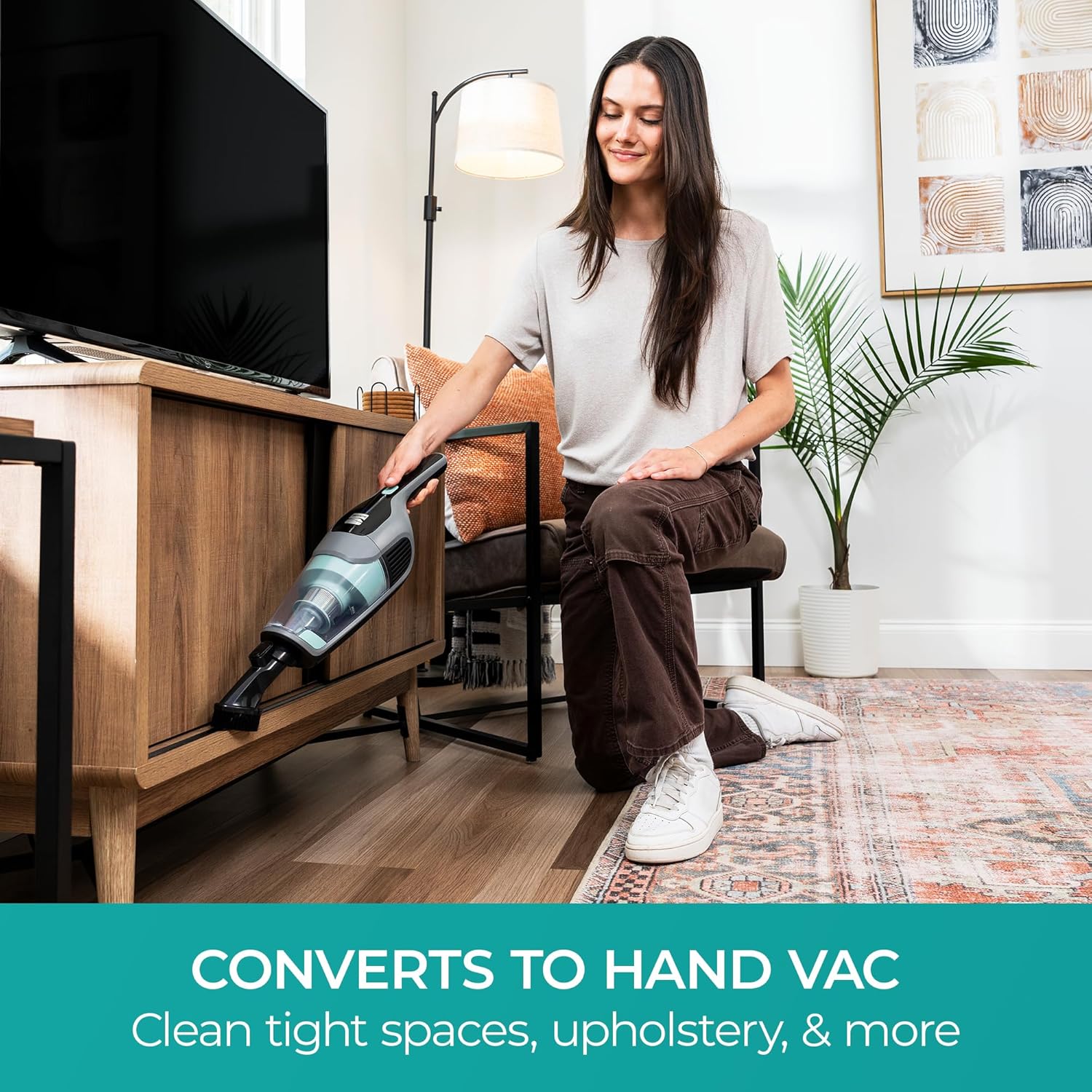 Kenmore 200 Series DS2010 Cordless Stick Vacuum Lightweight Cleaner 2-Speed Power Suction LED Headlight 2-in-1 Handheld for Hardwood Floor, Carpet & Pet Hair