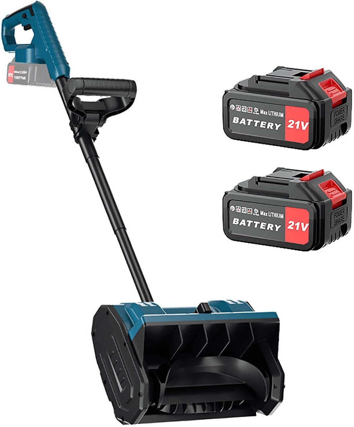 Foldable Snow Thrower, Cordless Snow Shovel with Directional Plate, Throw The Snow Further, Handheld Electric Snow Shovel for Driveway Winter Snow Removal(Two Batteries)