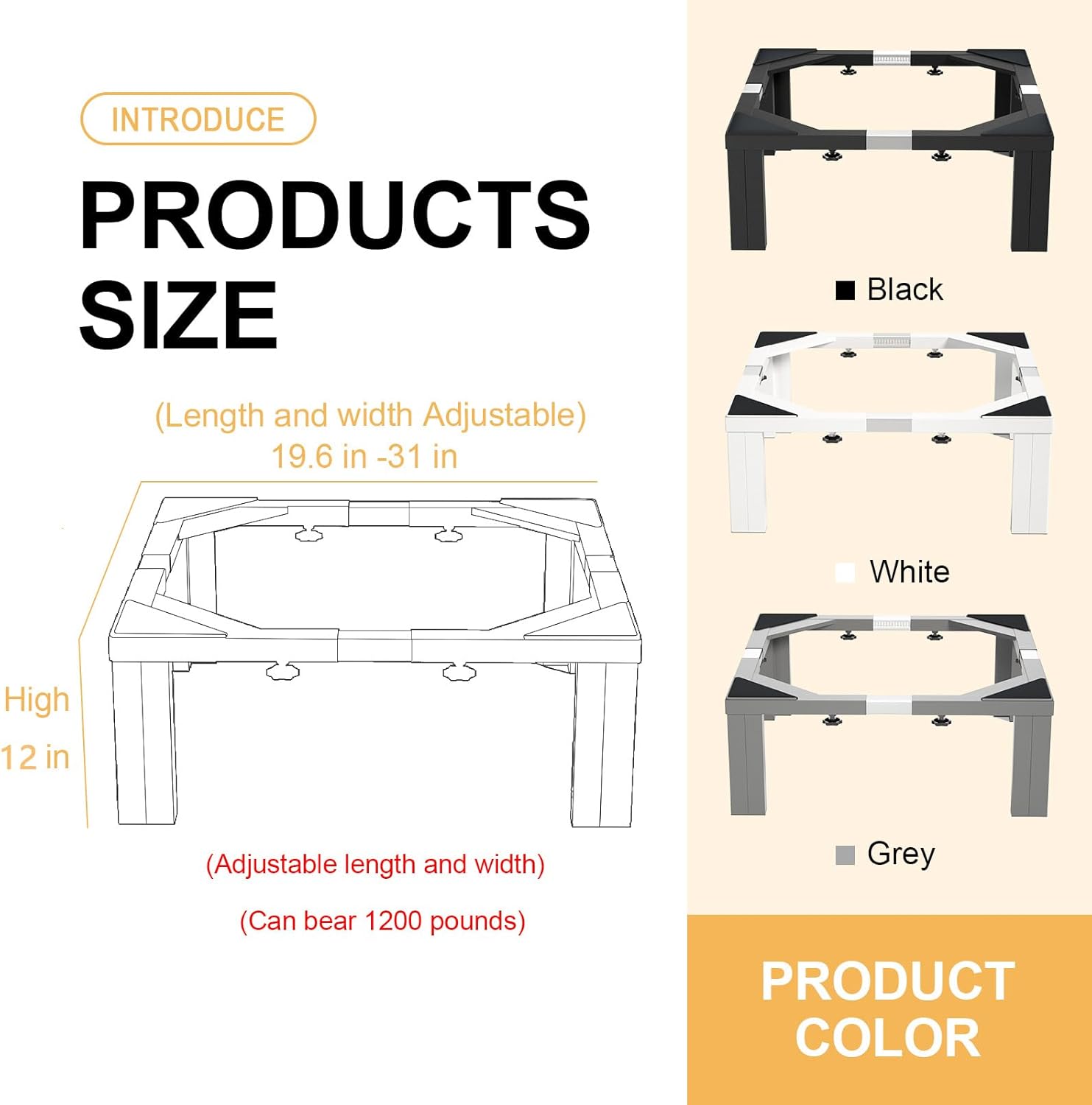 I'Ezonk Full size Heavy duty Stainless steel Laundry Pedestal , 12