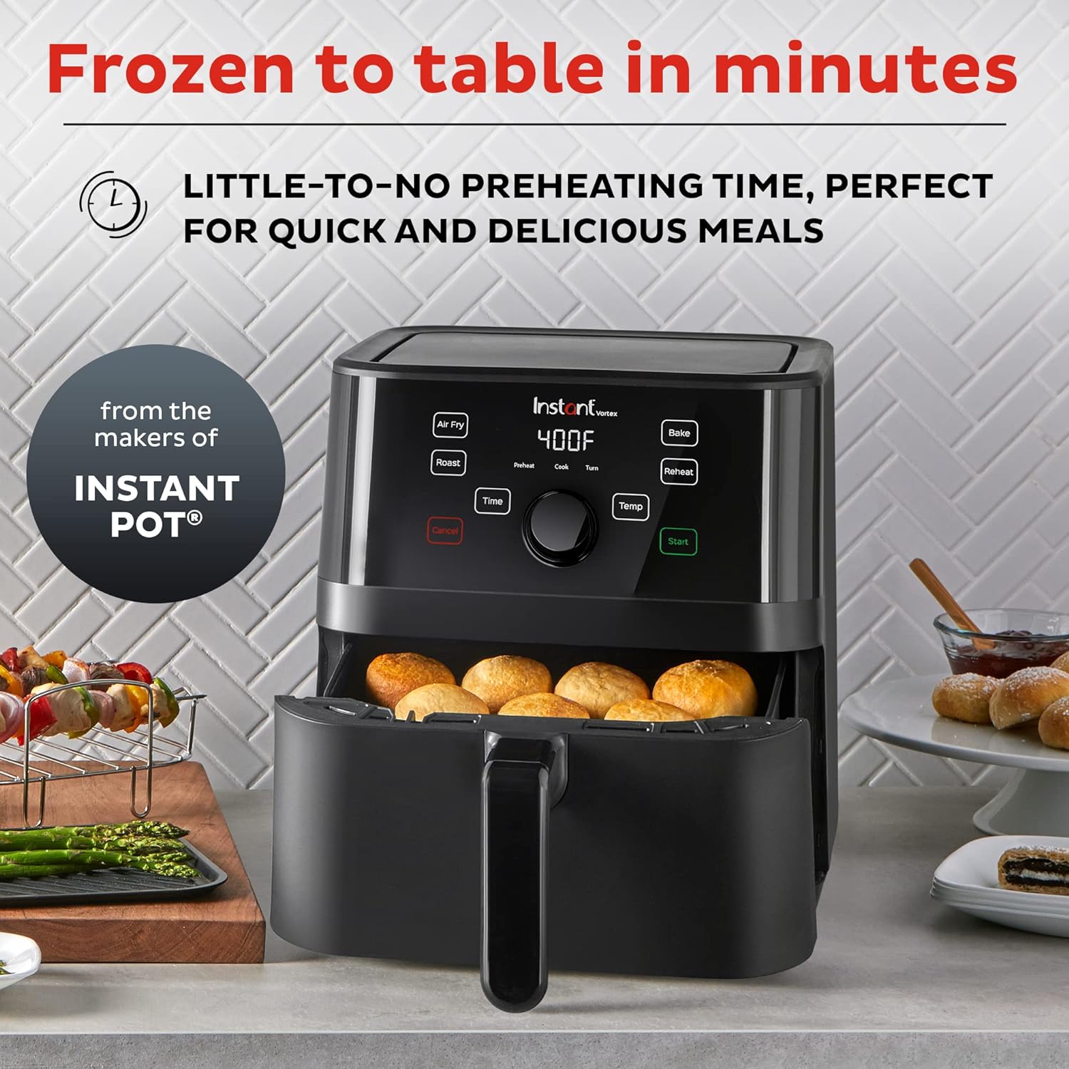 Instant Pot Vortex 5.7QT Air Fryer With Accessories, Custom Smart Cooking Programs, 4-in-1 Functions that Crisps, Roasts, Bakes and Reheats, 100+ In-App Recipes, from the Makers of Instant Pot, Black