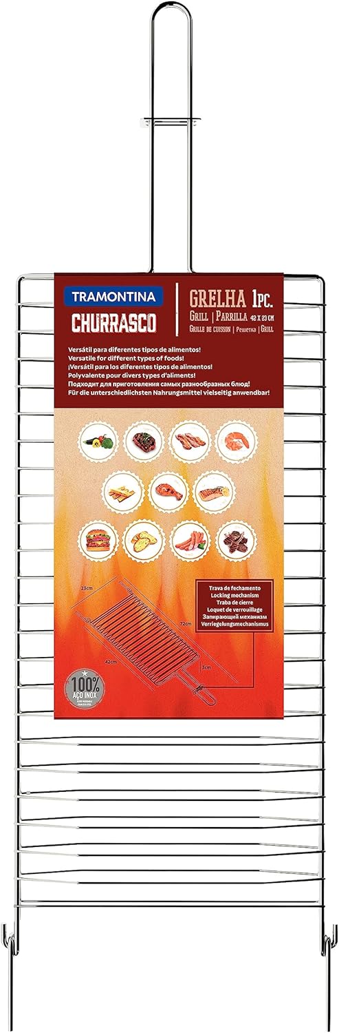 Tramontina 26480/004 Barbecue Double-sided Grill Net, Churrasco, 28.7 inches (73 cm), Vertical Opening, Sandwich Grill Specifications