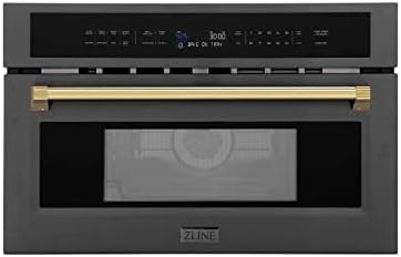 ZLINE Autograph Edition 30” 1.6 cu ft. Built-in Convection Microwave Oven in Black Stainless Steel and Gold Accents