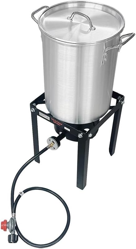 30 Qt Turkey and Fish Fryer Boiler Pot, 37000 BTU Burner for Outdoor Cooking
