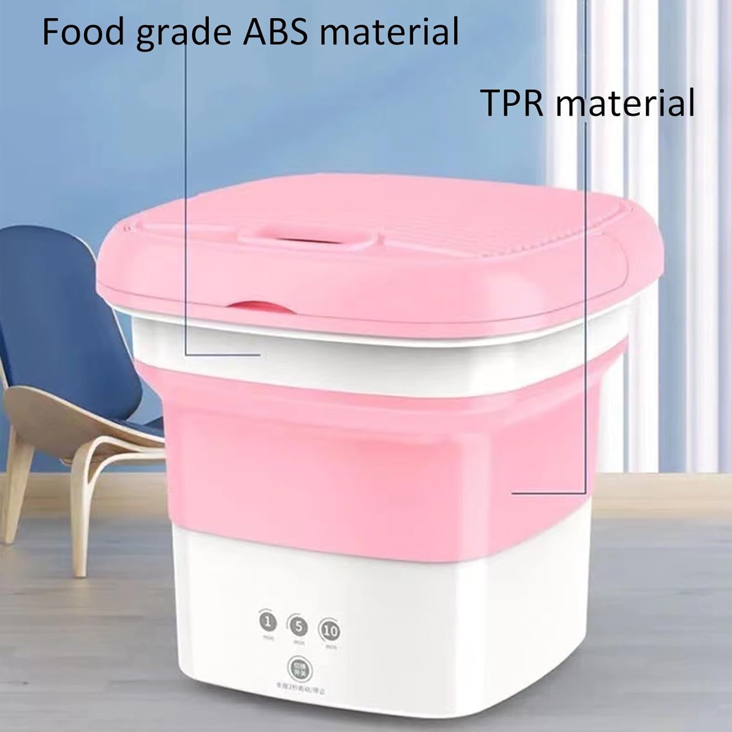 Portable Washing Machine, Mini Washing Machine Foldable, 4.5l with Drain Basket, for Baby Washing Machine Apartment, Laundry, Camping, Rv, Travel (Color : Pink)