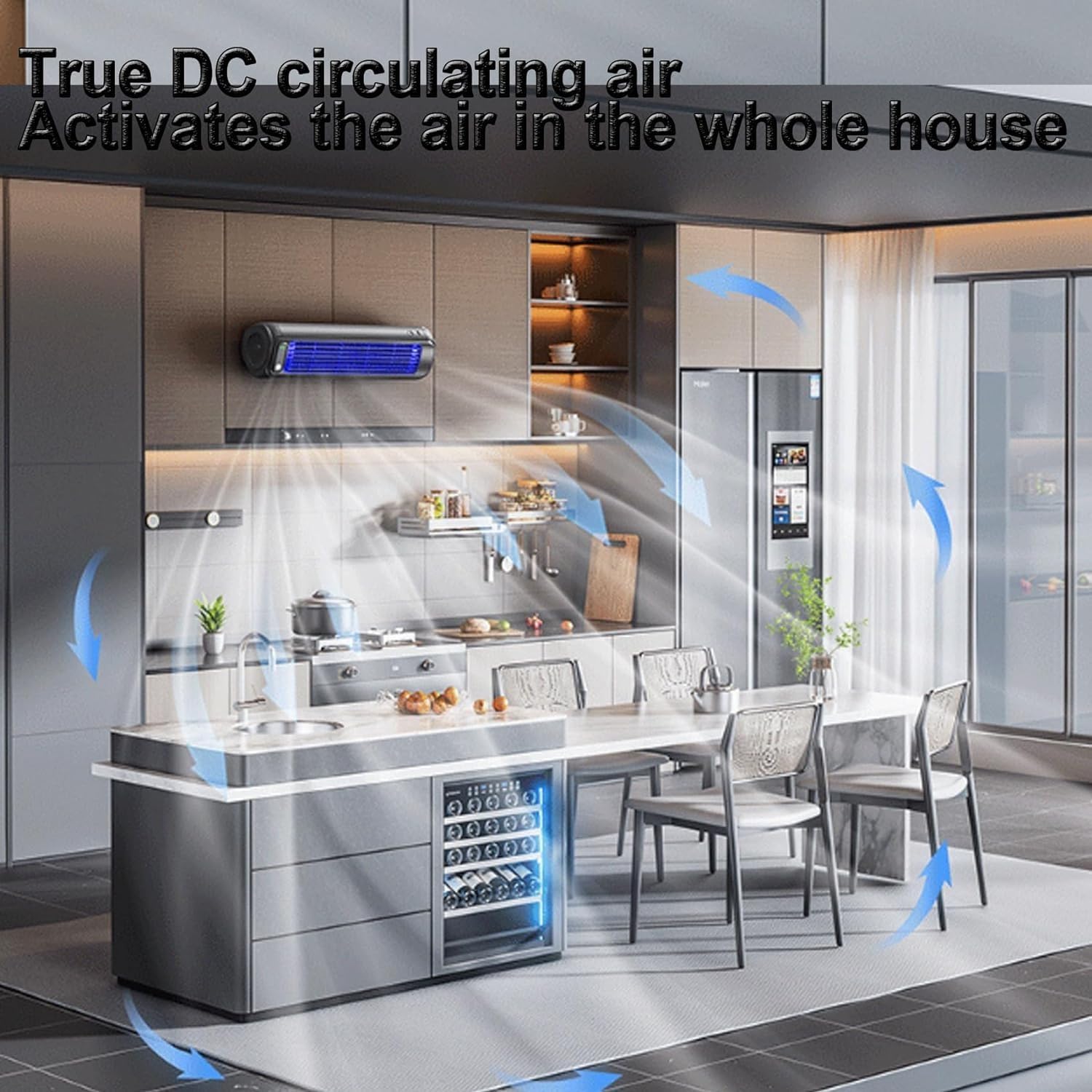 KtEli Portable Air Conditioners Cooling Fan，Air Conditioner, Silent Portable Bladeless Fan, 3 Wind Speeds, Screen Power Display, Ultra Long Battery Life, For Bedroom, Kitchen (Rechargeable)(Gray)