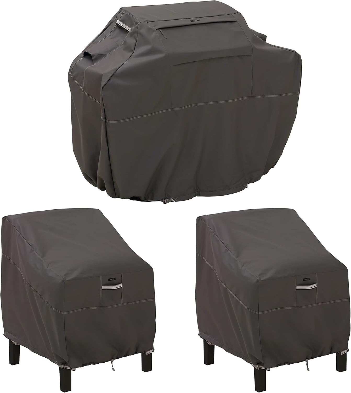 Classic Accessories Ravenna Water-Resistant 64 Inch BBQ Grill Cover and 38 Inch Patio Lounge Chair Cover Bundle