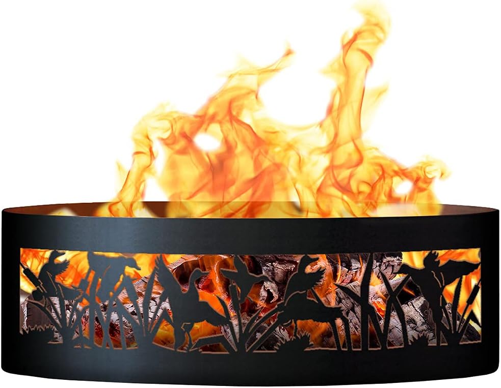 PD Metals FD0960 Flying Duck Unpainted 12 in. Tall 60 in. Diameter Outdoor Fire Ring - 60 x 60 x 12 in. - Rustic Black Color