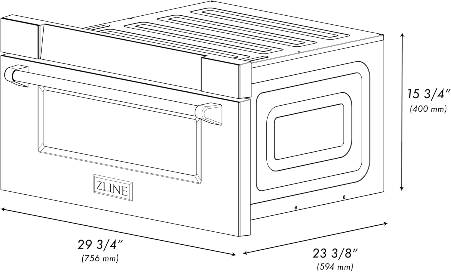 ZLINE Autograph Edition 30 in. 1.2 cu. ft. Built-in Microwave Drawer in Black Stainless Steel and Polished Gold Helix Handle (MWDZ-30-BS-KG)