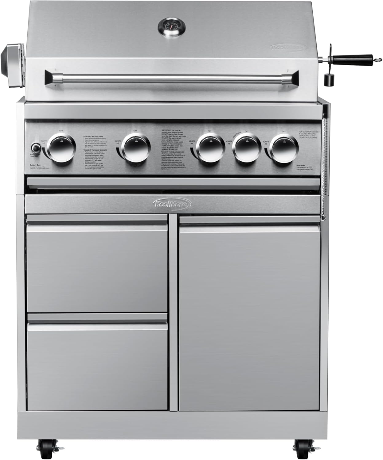 KoolMore Outdoor Kitchen 30 in. BBQ Liquid Propane Grill with Cabinet in Stainless-Steel (KM-OKS-BQ30-BQ30CAB)