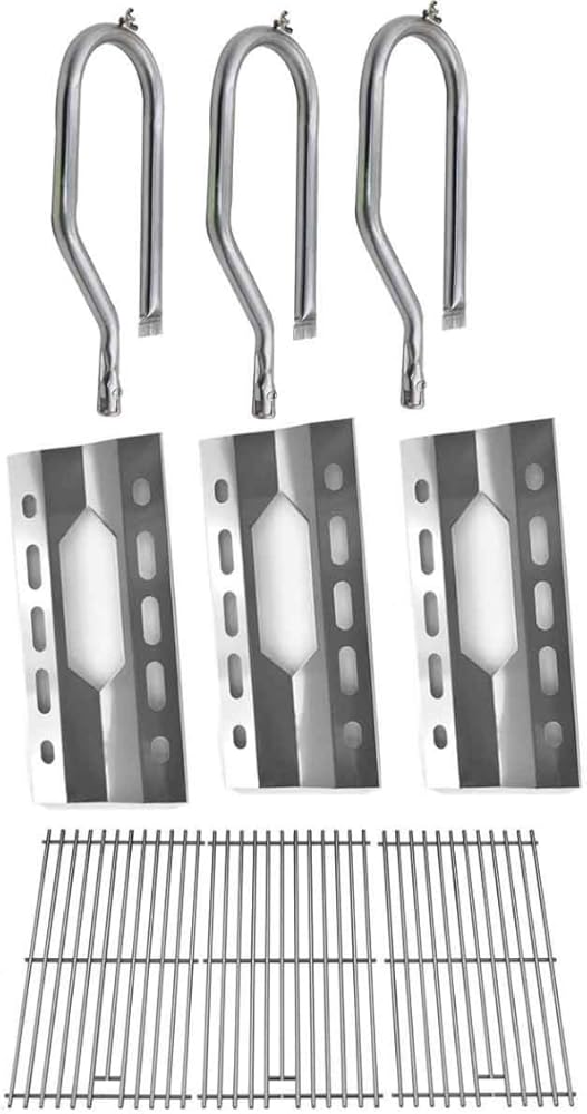 Replacement Kit for Nexgrill 720-0047, 720-0108, Kirkland 720-0011, Virco & Costco 720-0021-LP Included 3 Burners, 3 Heat Plates & Stainless Steel Cooking Grates Set of 3