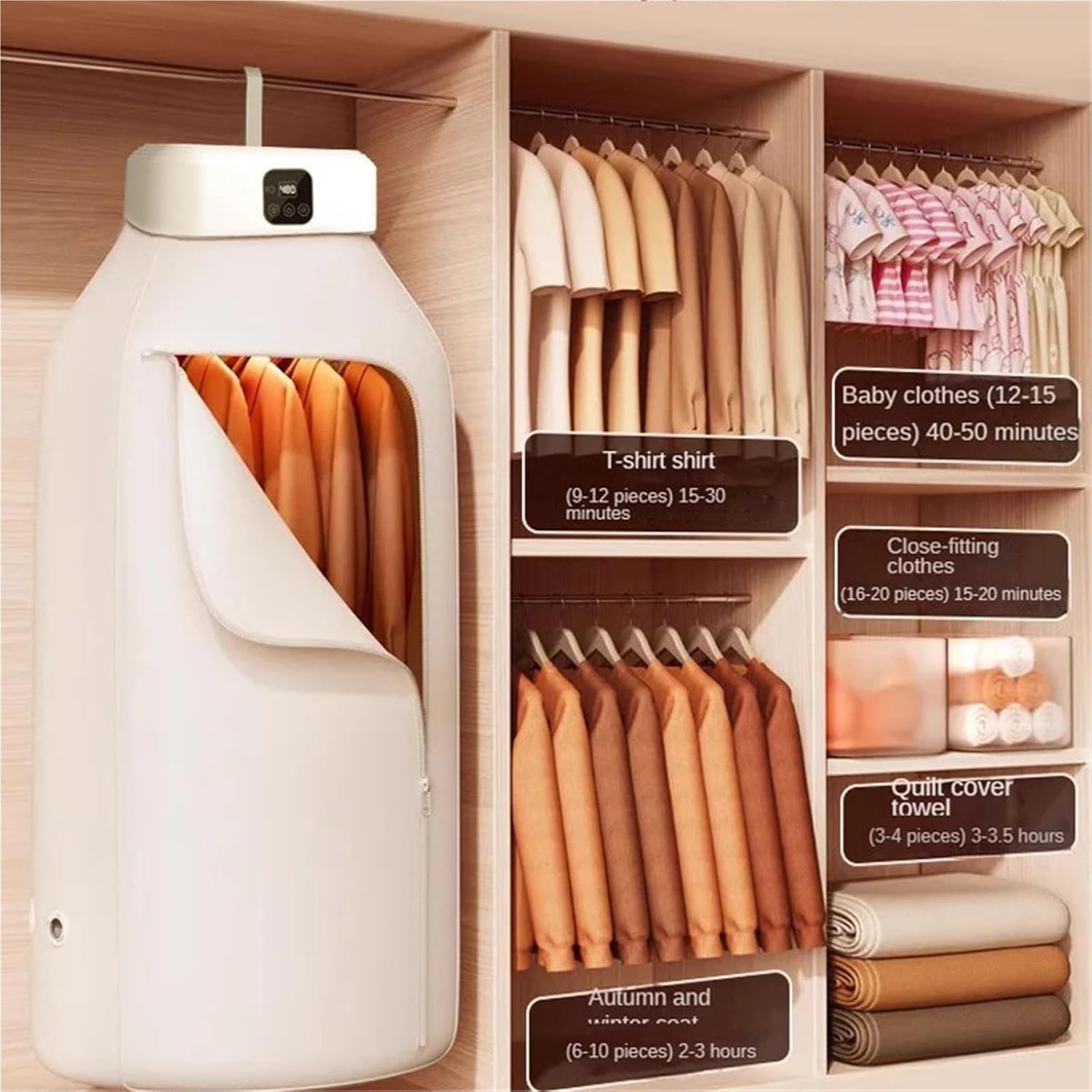 Portable Clothes Dryer, Dryer Electric Clothes Home Cabinet Floor Machine Laundry Dryers Warm Air,for Travel,Apartment