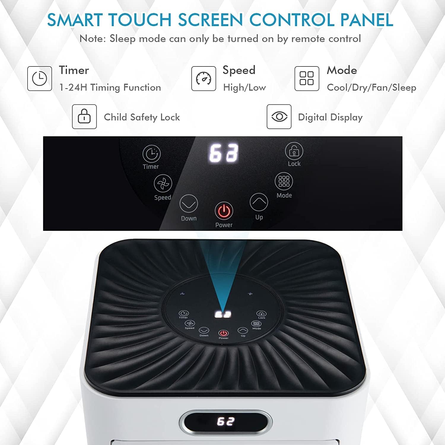 LDAILY 10000 BTU Portable Air Conditioner, 3-in-1 Air Cooler w/Fan & Dehumidifier Mode, Quiet AC Unit w/ 2 Fan Speeds & 24H Timer, 230 Sq. Ft Coverage, Remote Control (10000 BTU, White)