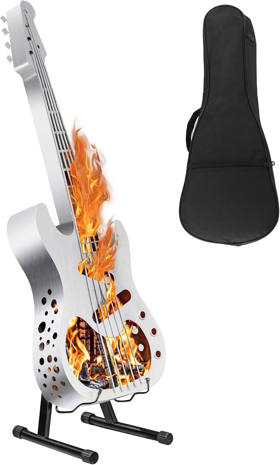 Guita Fire Pit Stainless Steel Wood Burning Outdoor Solo Stove-Includes Stand and Carry Bag, for Patio Yard Camping,Heating,Bonfire and Picnic