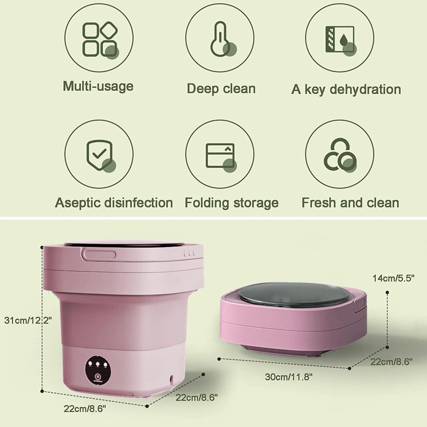 Portable Washing Machine, Ultrasonic Sterilization Foldable Mini Small Washer For Underwear Or Small Items Washing Baby Clothes，suitable For Apartment Dorm,travelling,best Gift Choice