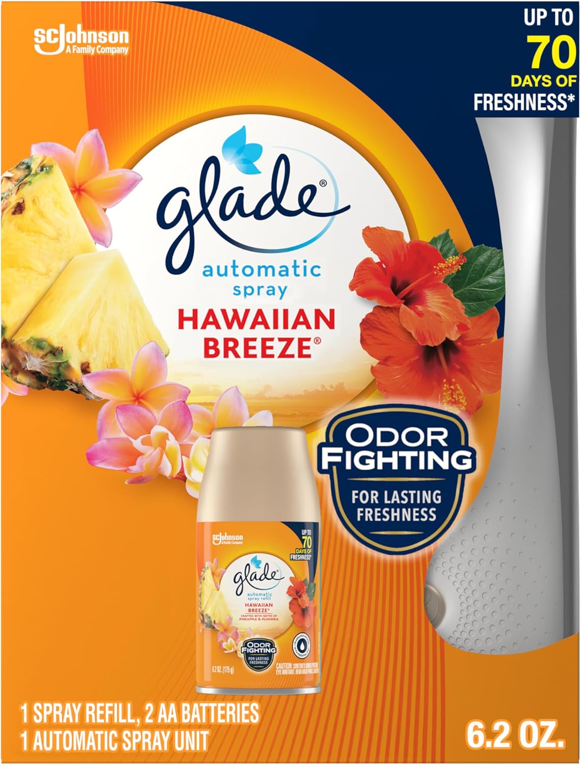 Glade Automatic Spray Refill and Holder Kit, Air Freshener for Home and Bathroom, Hawaiian Breeze, 6.2 Oz
