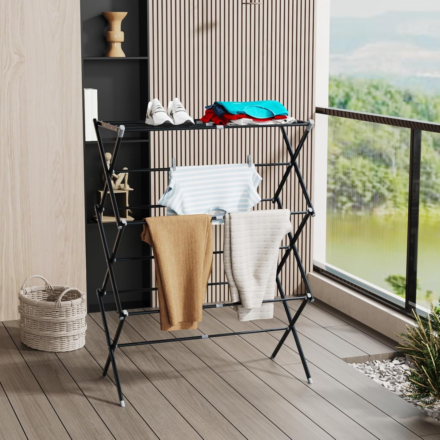 Drying Rack for Laundry, Foldable Clothes Drying Rack, Small Collapsible Dry Rack for Clothes, Use for Indoor & Outdoor Drying Clothes, Black 40