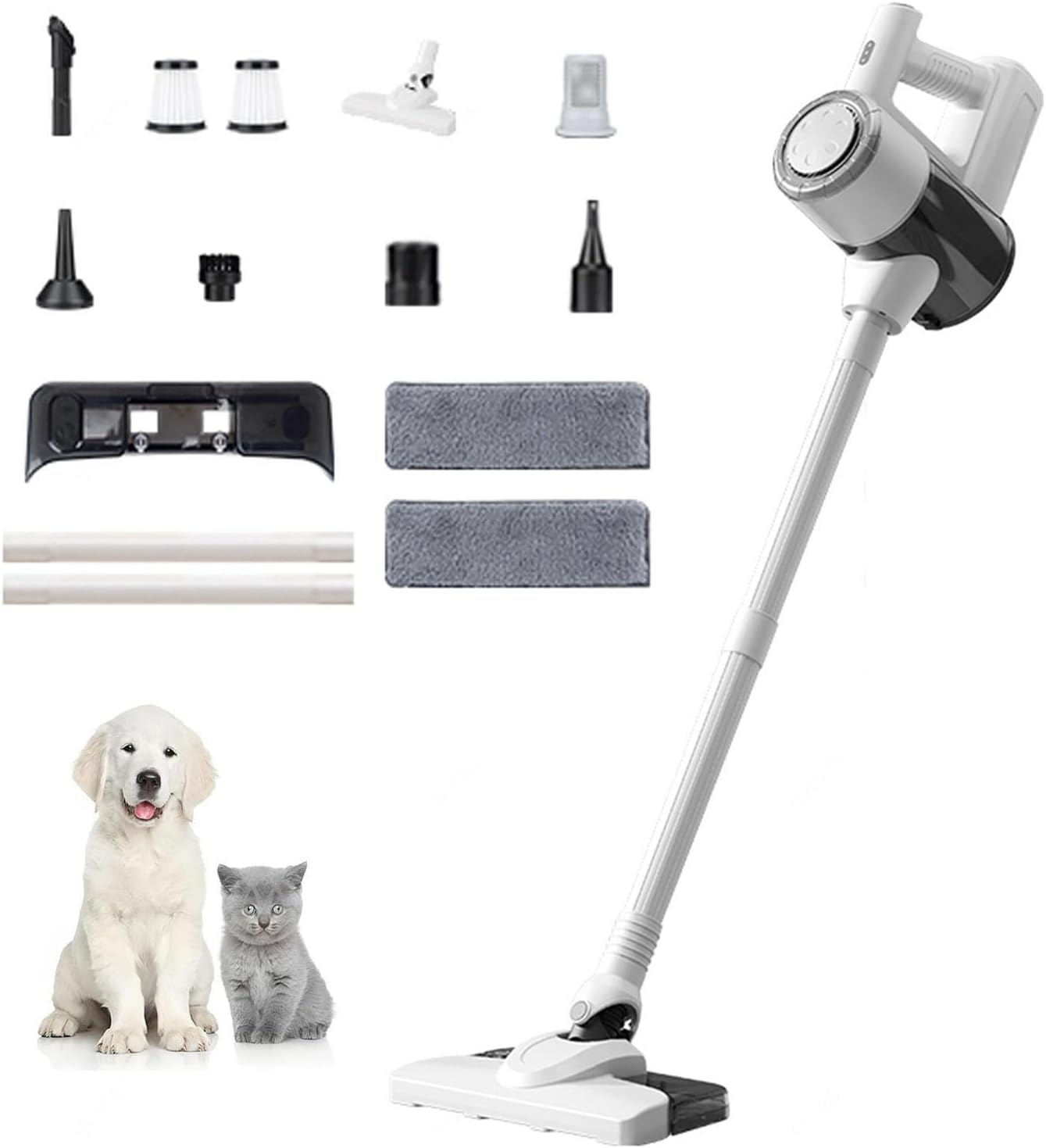 Lightweight and Versatile Aspiradora Y Trapeador para Piso 18Kpa, 35mins Runtime, Rechargeable, Vacuum Cleaner All in One Carpet Vacuum for Kitchen, Bedroom, Living Room,White