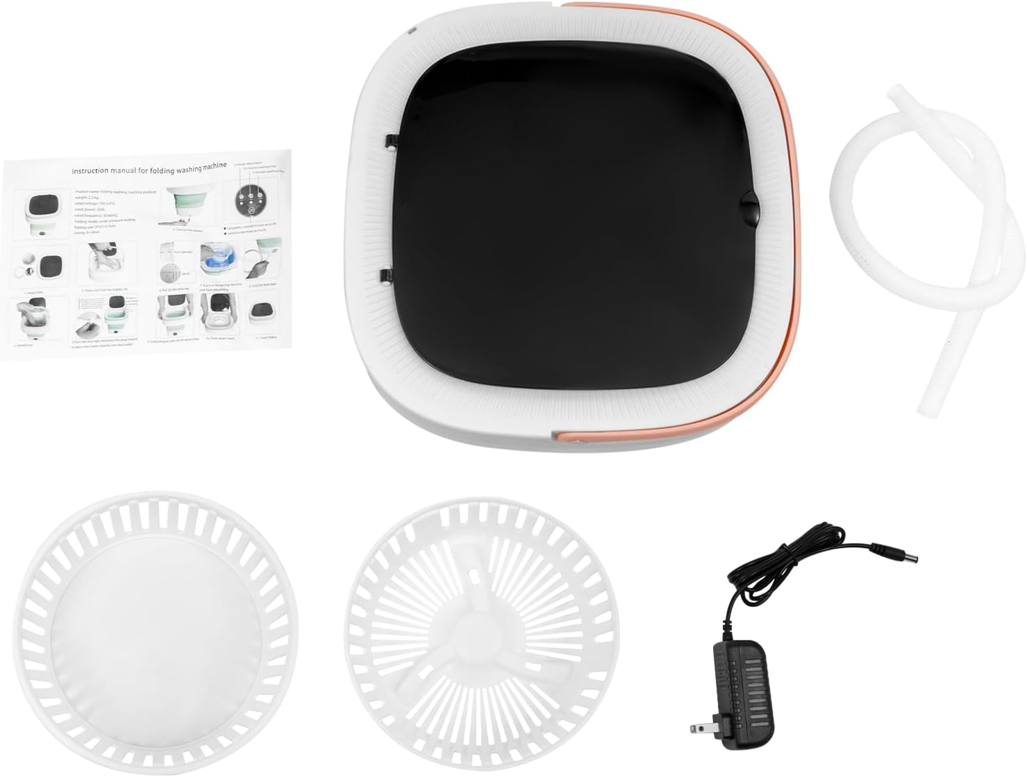 Portable Washing Machine 12l,Mini Washer,Large Capacity Folding,Simulated Handwashing Wheel Design/Blue Light Function For Deep Cleaning Of Underwear & Baby Clothing. (Pink)