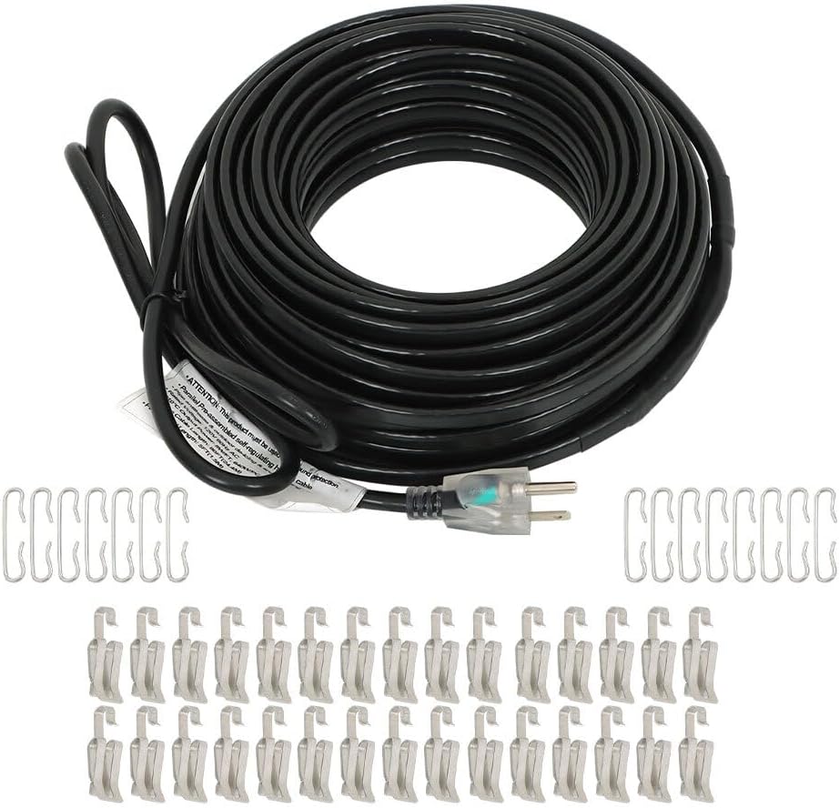 Replacement-Parts For 80 Feet Roof Heat Cable Snow De-icing Kit Heat Tape 8W/FT W/Aluminum Clip Hook Mod-W91R-2139
