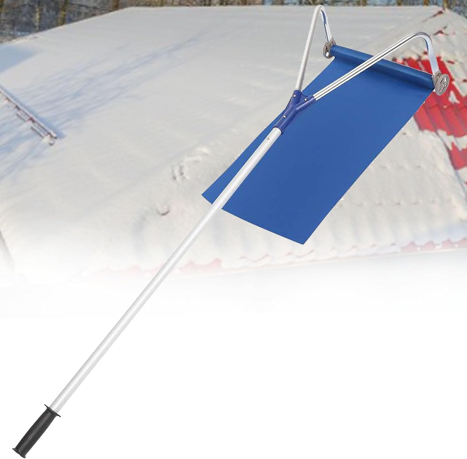 Black Aluminum Snow Roof Rake – Easy Tool for Effortless Snow Removal from Roofs, Lightweight & Durable, Perfect for Winter Snow Clearing and Prevention