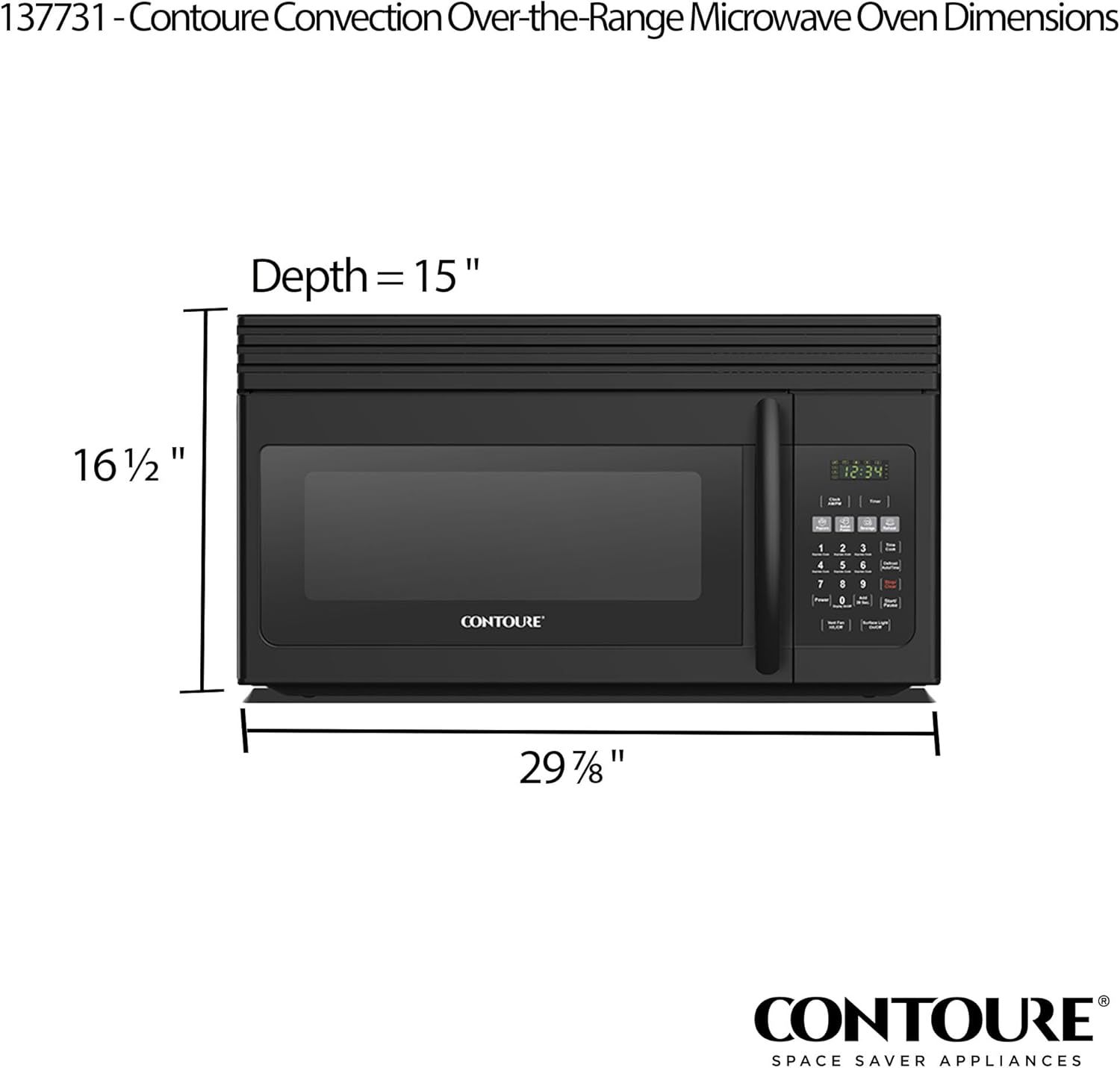 RV Over-the-Range Convection Microwave Oven: 1.6 Cu.Ft. | 1000W | LED | Express Cooking | Ventilation System | Black | RV-450BK-OTR