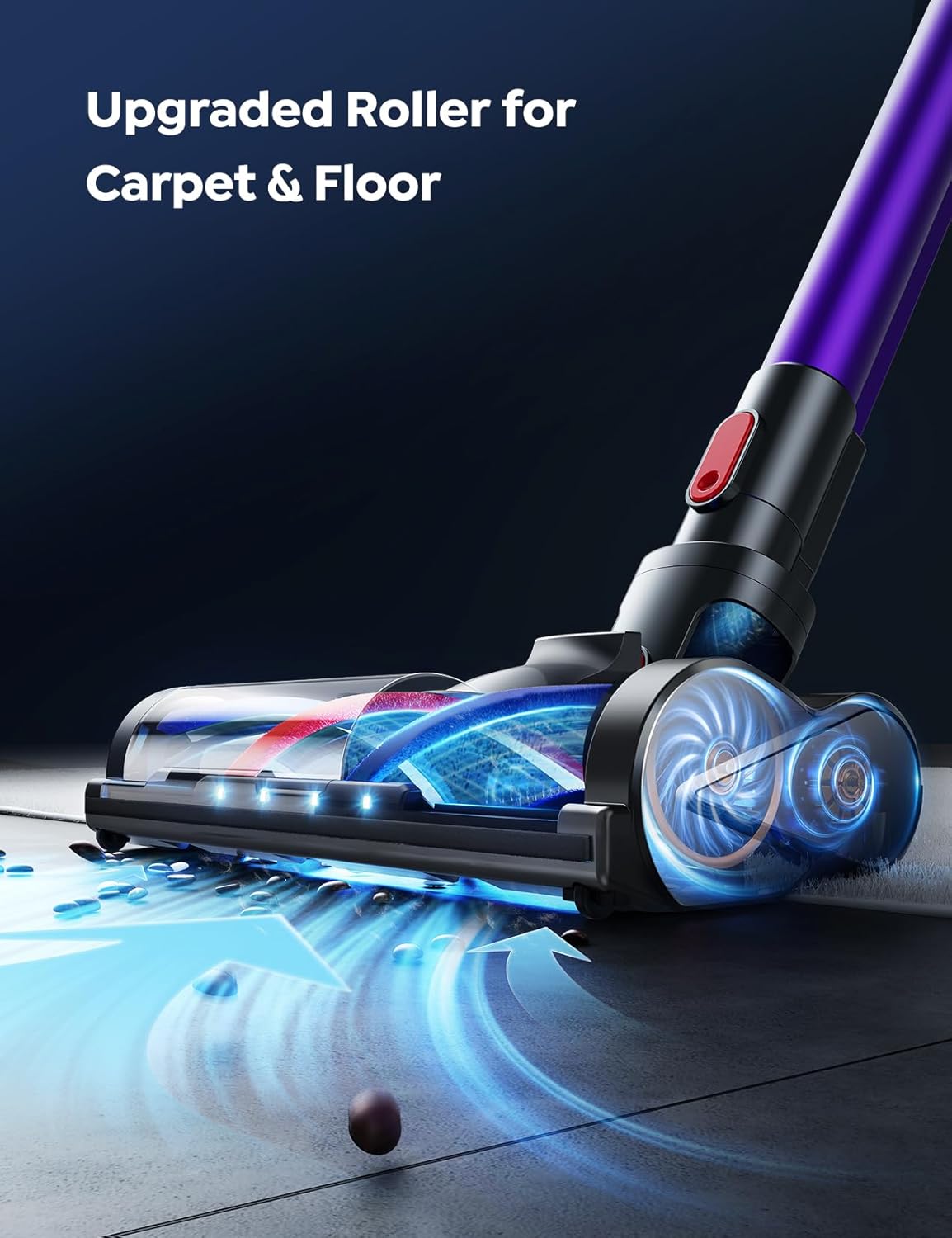 Cordless Vacuum Cleaner, 550W 45Kpa Vacuum Cleaners for Home with 5 Suction Modes, Vacuum Cleaner with Max 60Mins, Stick Vacuum Cordless for Hardwood Floor Carpet Pet Hair